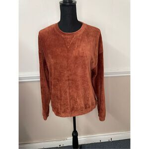 A New Day Burnt Orange Ribbed Long Sleeve Blouse Size Small